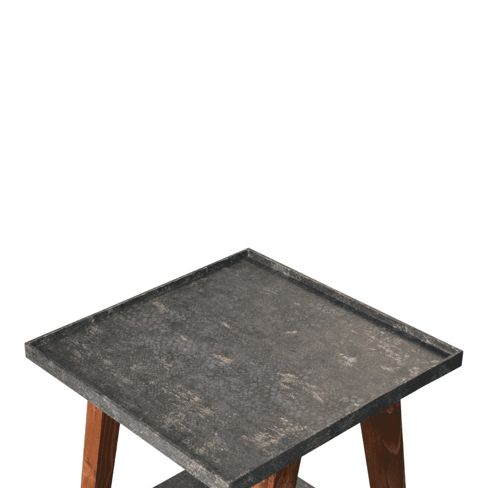 Transcendent Tinge Dark Blue Trapezium Incline Table, Side Table, Wooden End Table, Living Room Decor