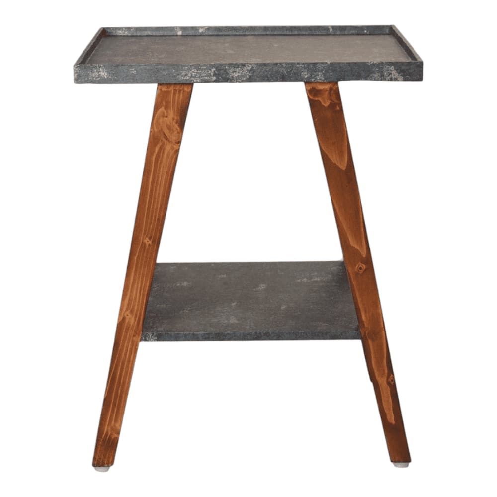 Transcendent Tinge Dark Blue Trapezium Incline Table, Side Table, Wooden End Table, Living Room Decor