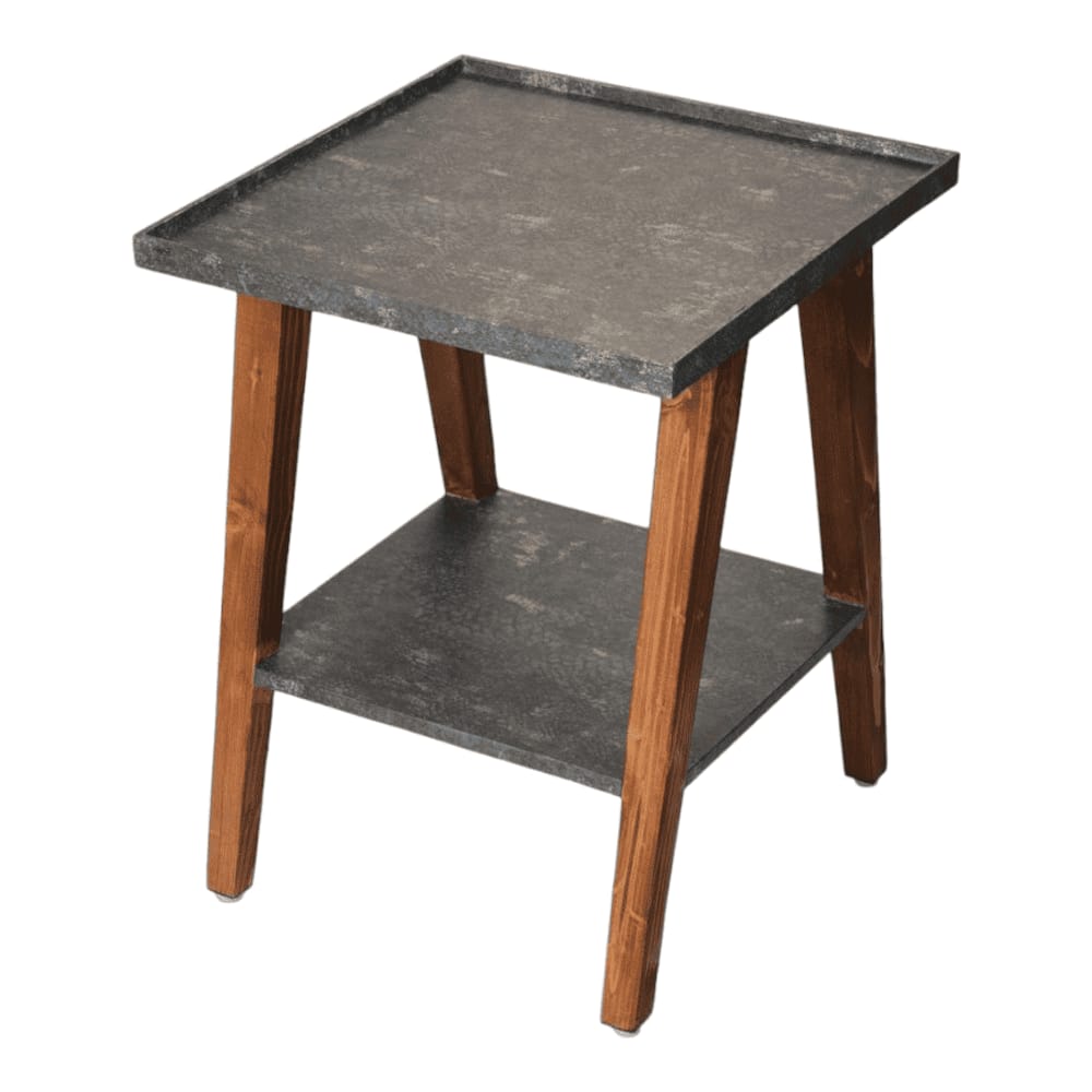 Transcendent Tinge Dark Blue Trapezium Incline Table, Side Table, Wooden End Table, Living Room Decor