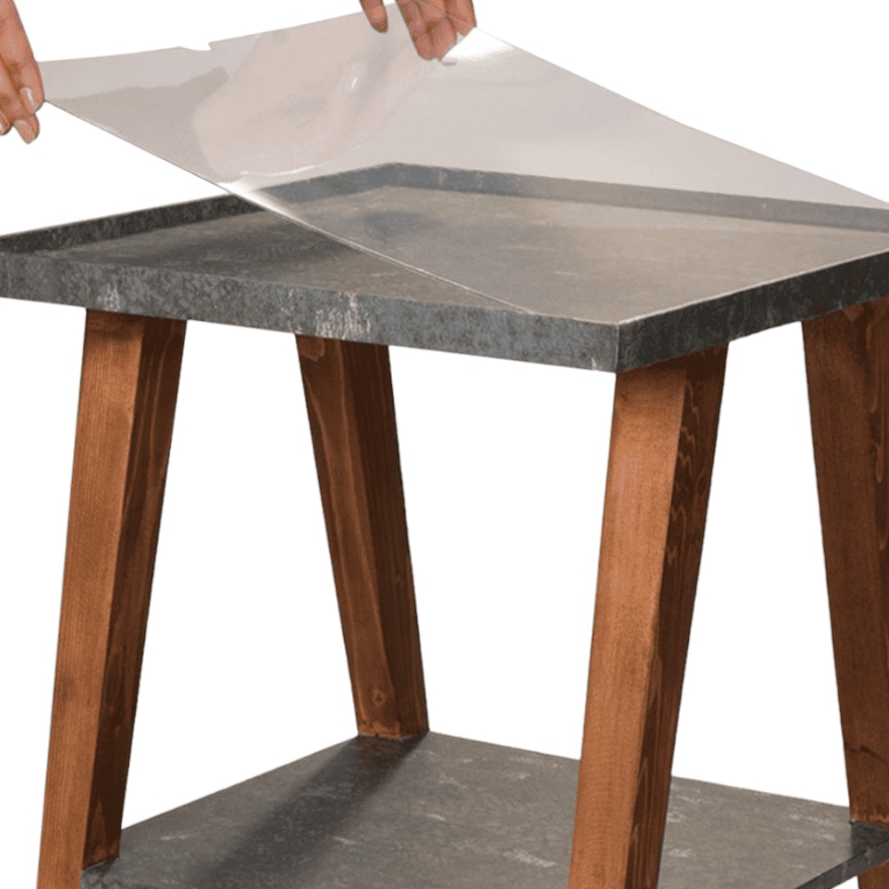 Transcendent Tinge Dark Blue Trapezium Incline Table, Side Table, Wooden End Table, Living Room Decor