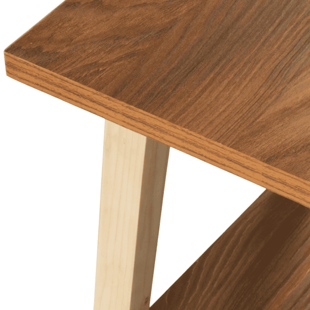 Teak Hues Trapezium Incline Table, Side Table, Wooden End Table, Living Room Decor
