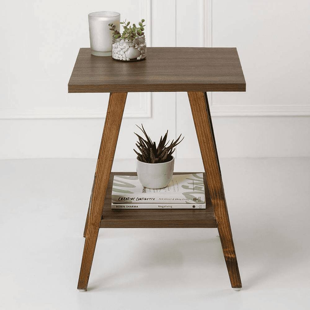 Walnut Hues Trapezium Incline Table, Side Table, Wooden End Table, Living Room Decor