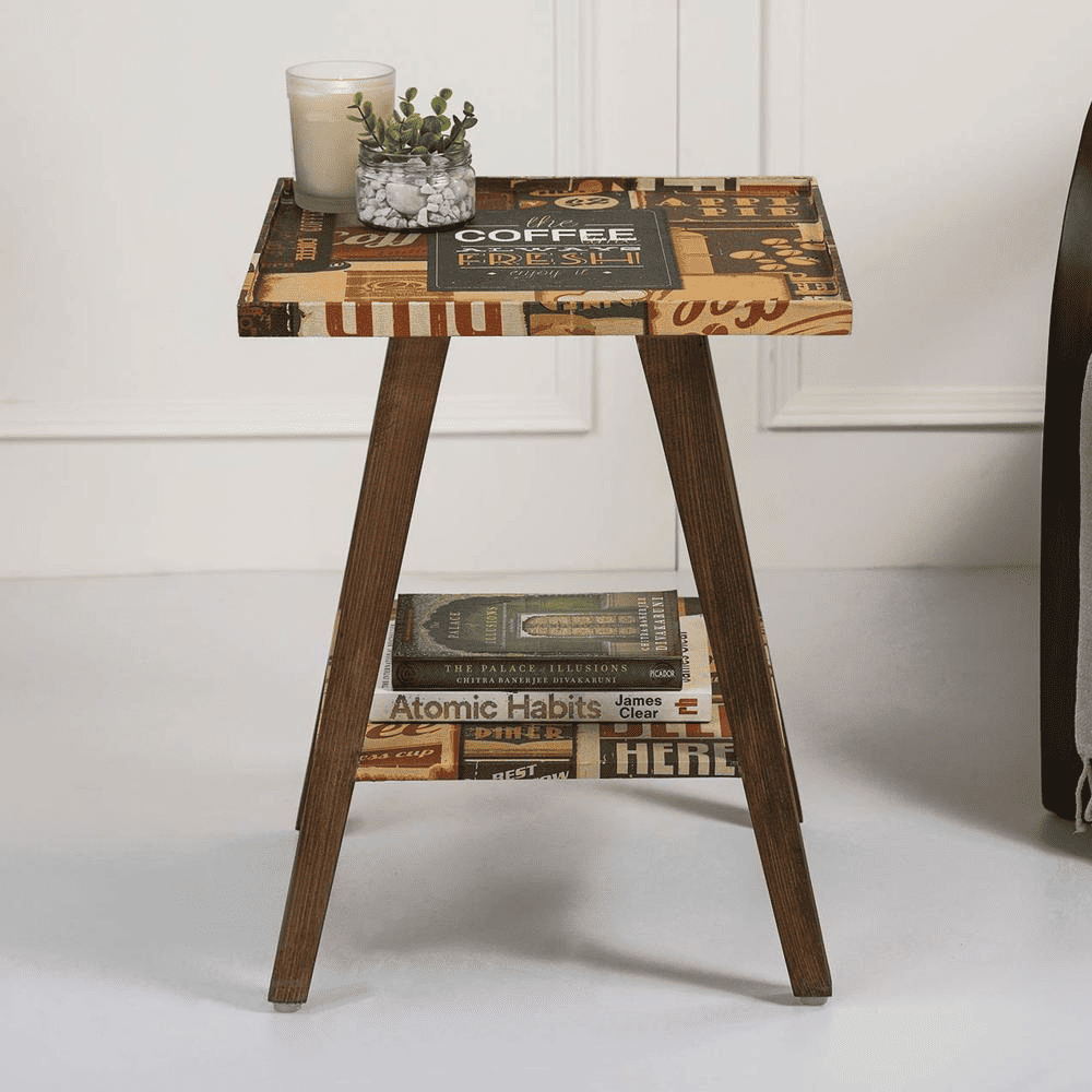 Crushing on Coffee Trapezium Incline Table, Side Table, Wooden End Table, Living Room Decor