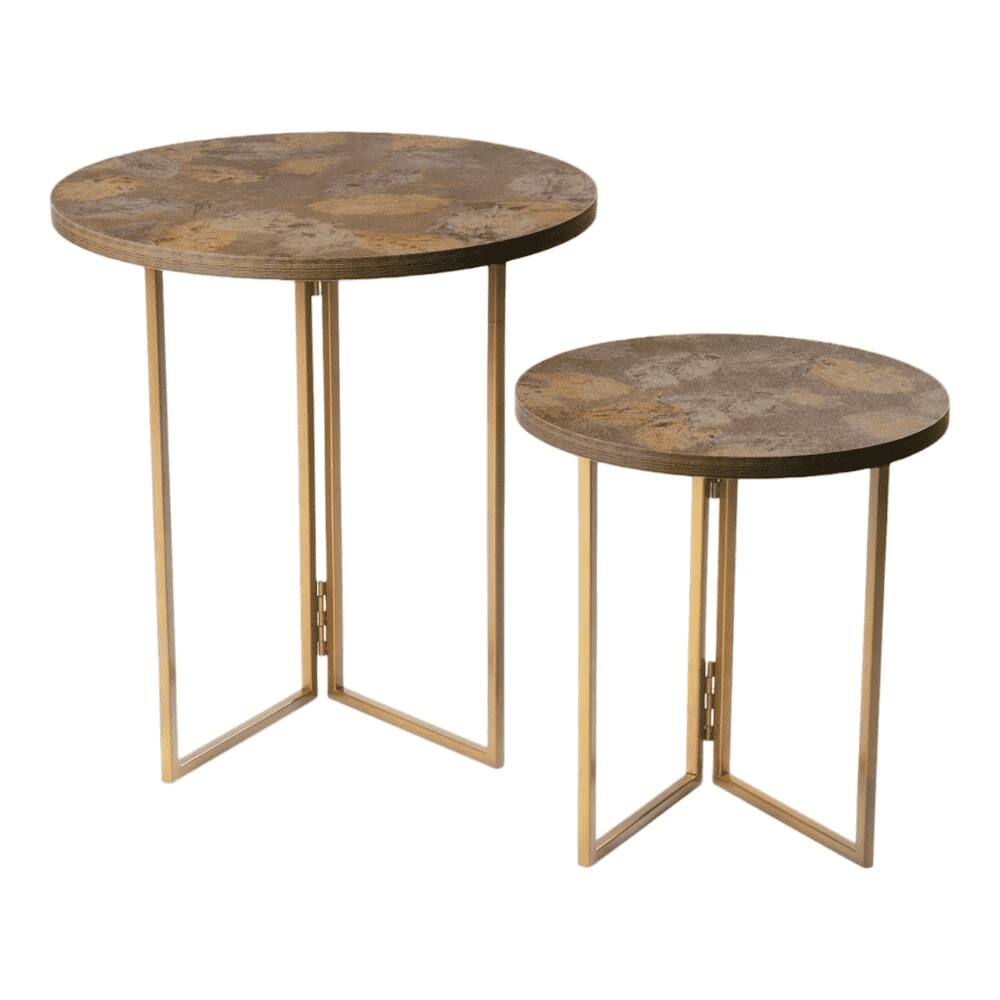 Mirage Round Oblique Nesting Tables, Side Tables, Wooden Tables, Living Room Decor