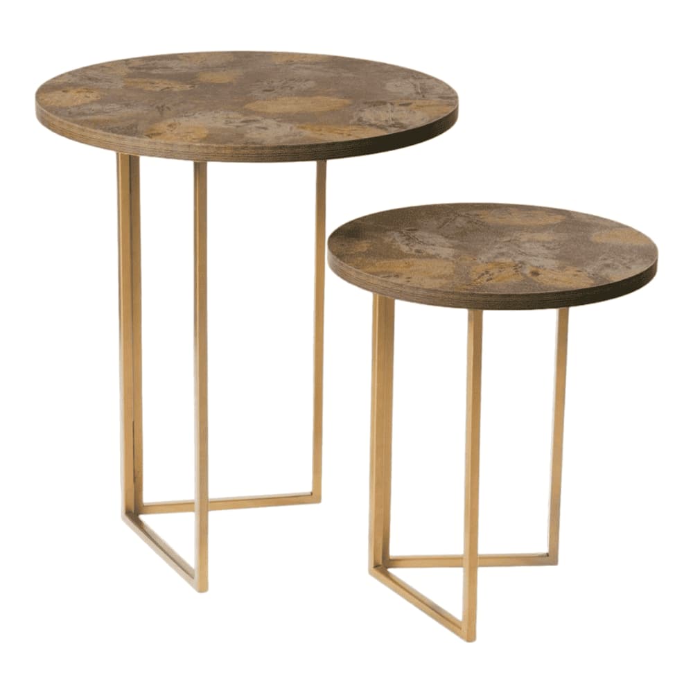 Mirage Round Oblique Nesting Tables, Side Tables, Wooden Tables, Living Room Decor