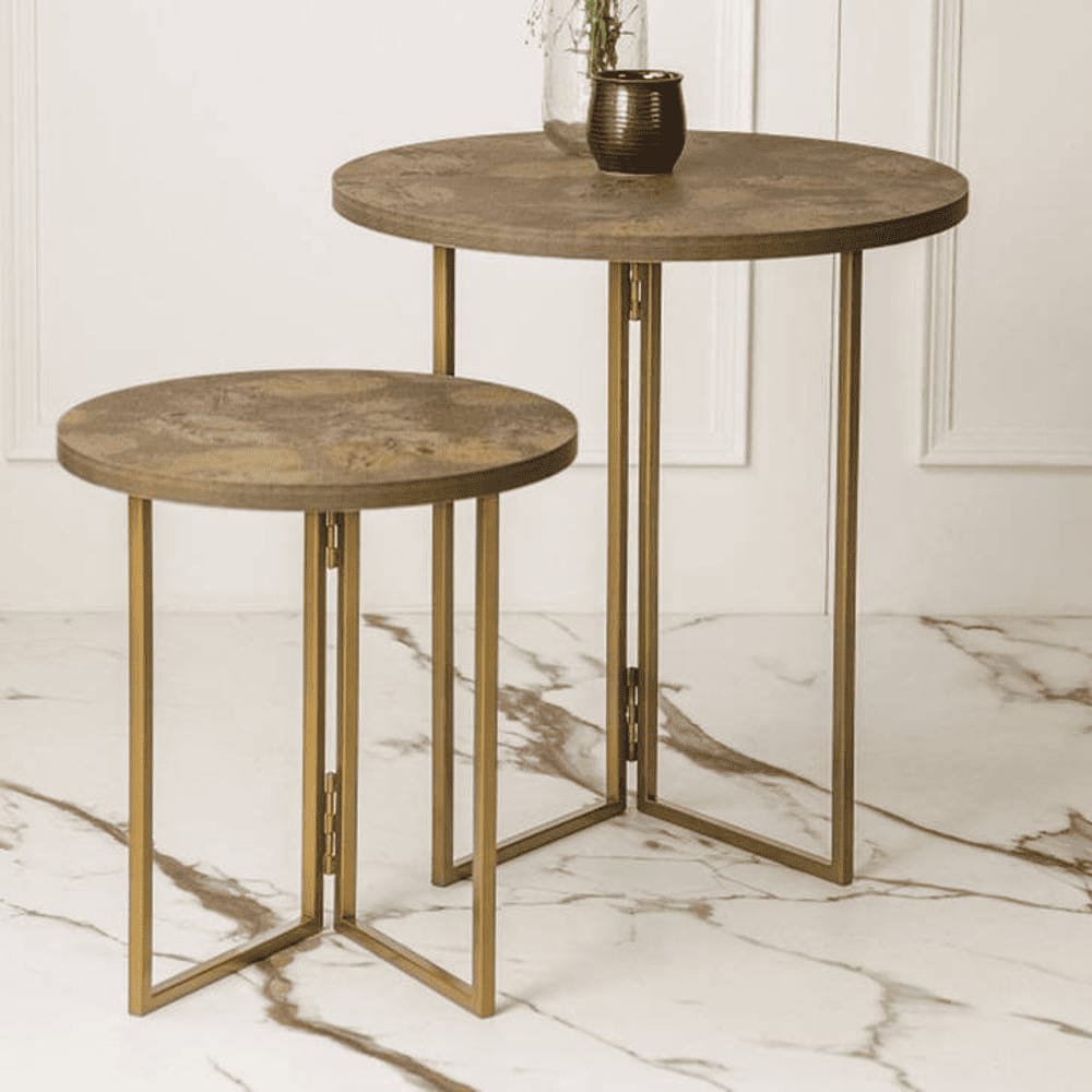 Mirage Round Oblique Nesting Tables, Side Tables, Wooden Tables, Living Room Decor