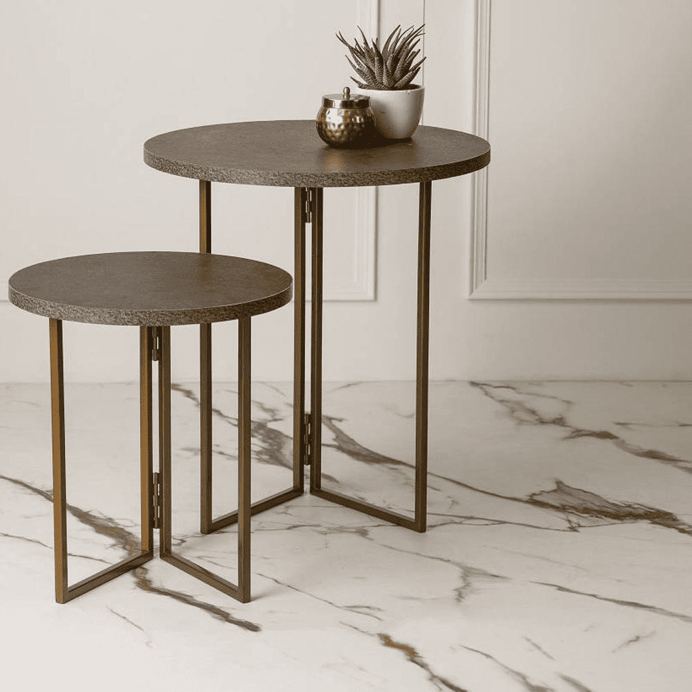 Twilight Round Oblique Nesting Tables, Side Tables, Wooden Tables, Living Room Decor