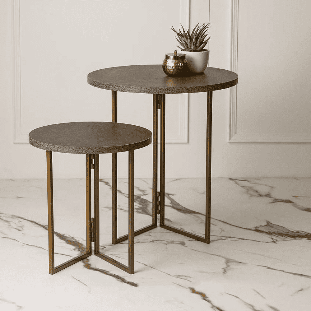 Twilight Round Oblique Nesting Tables, Side Tables, Wooden Tables, Living Room Decor