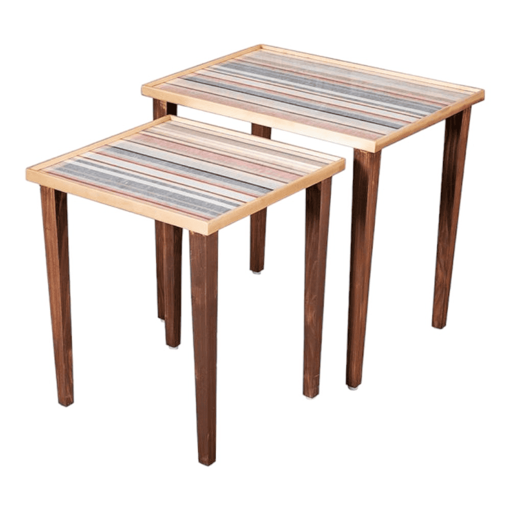 Linen Lines Solid Wood Nested End Table - Set of 2