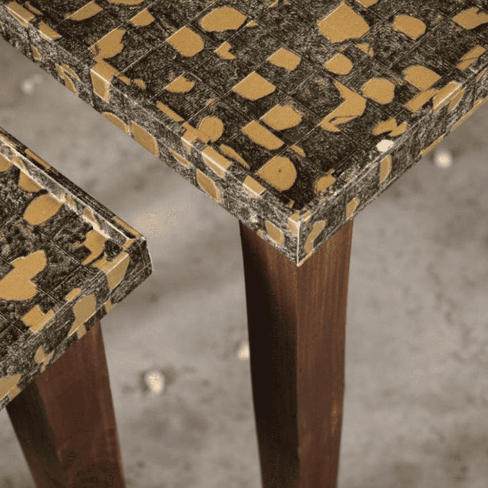 Syaahi Solid Wood Nested End Table in Paper Finish - Set of 3