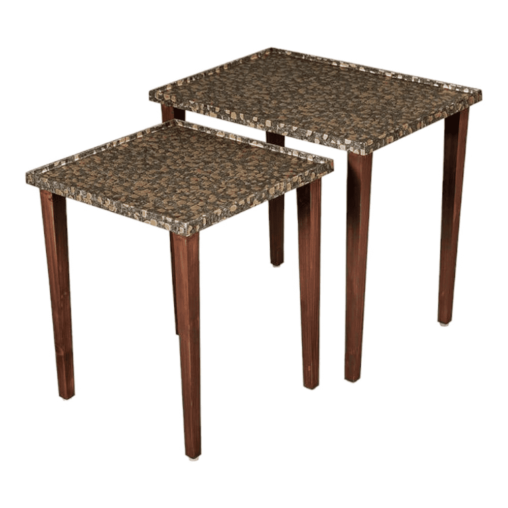 Syaahi Solid Wood Nested End Table in Paper Finish - Set of 3