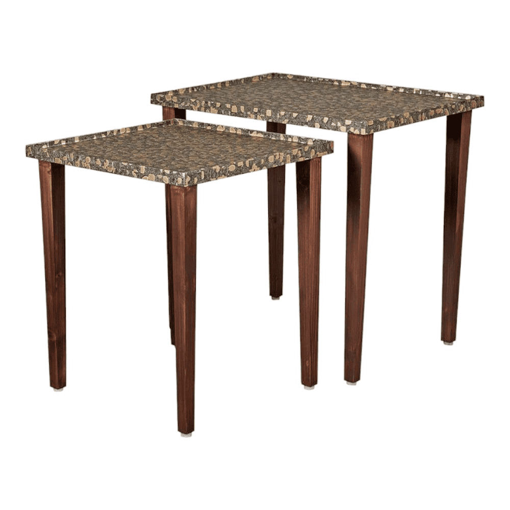 Syaahi Solid Wood Nested End Table in Paper Finish - Set of 3