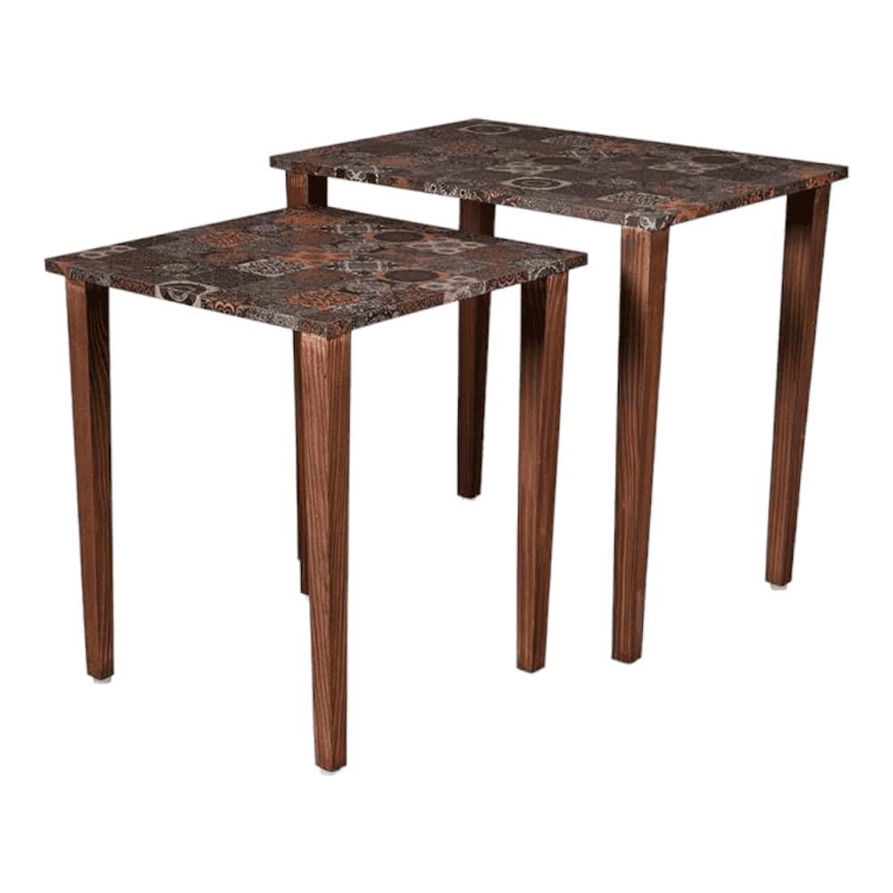 Iznik Solid Wood Nested End Table in Laminate Finish - Set of 2