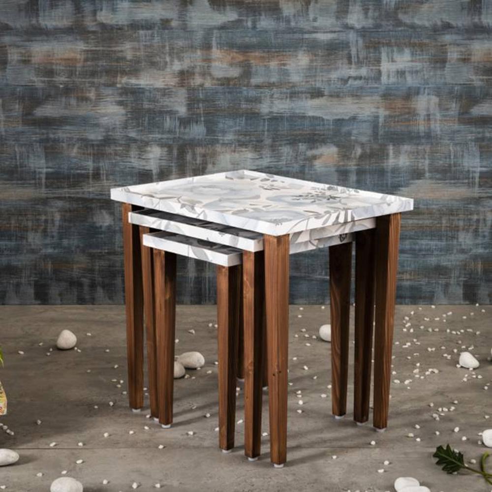 Blossom Solid Wood Nested End Table in Paper Finish - Set of 3