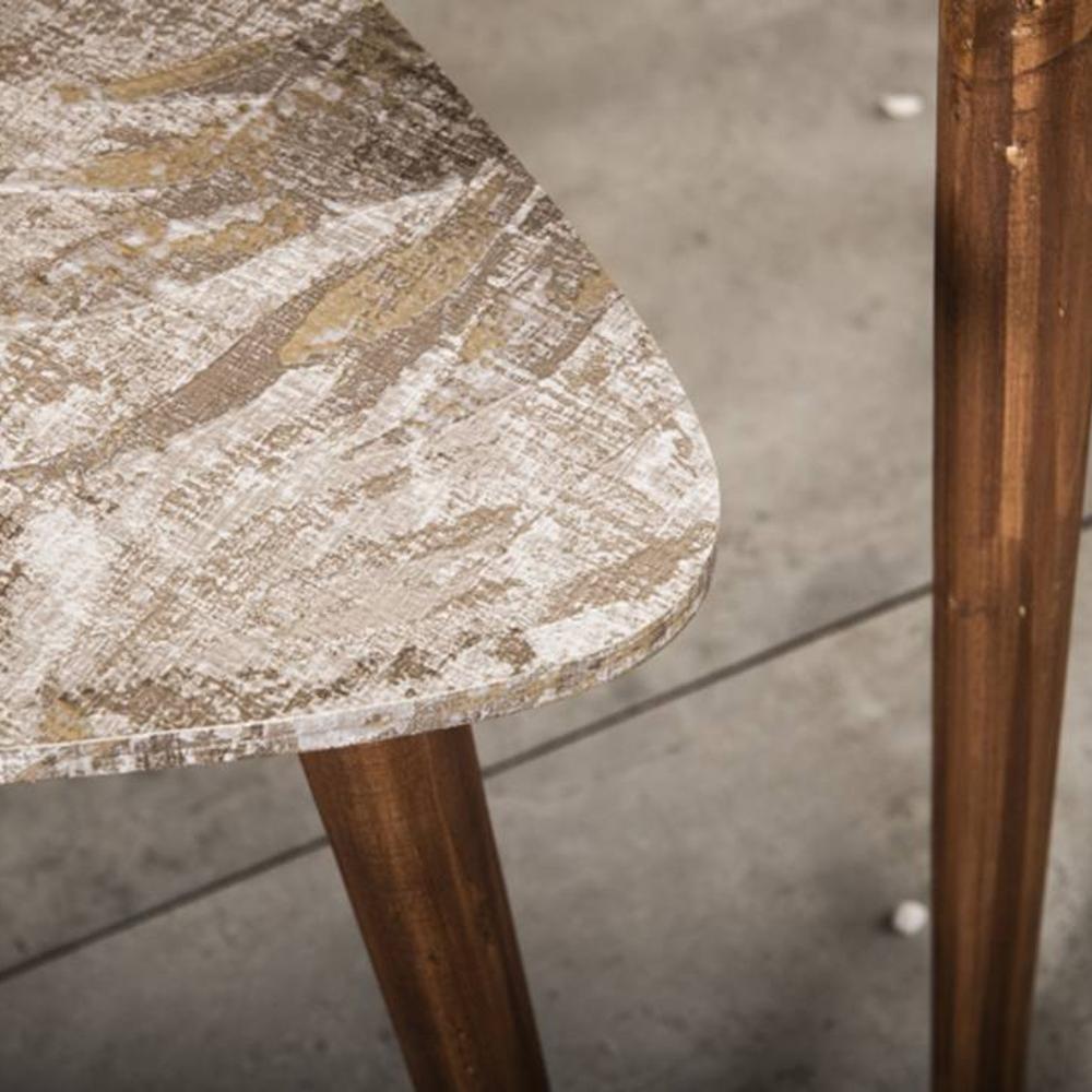 Palmbronze Solid Wood Triangle Nested End Table in Paper Finish - Set of 2