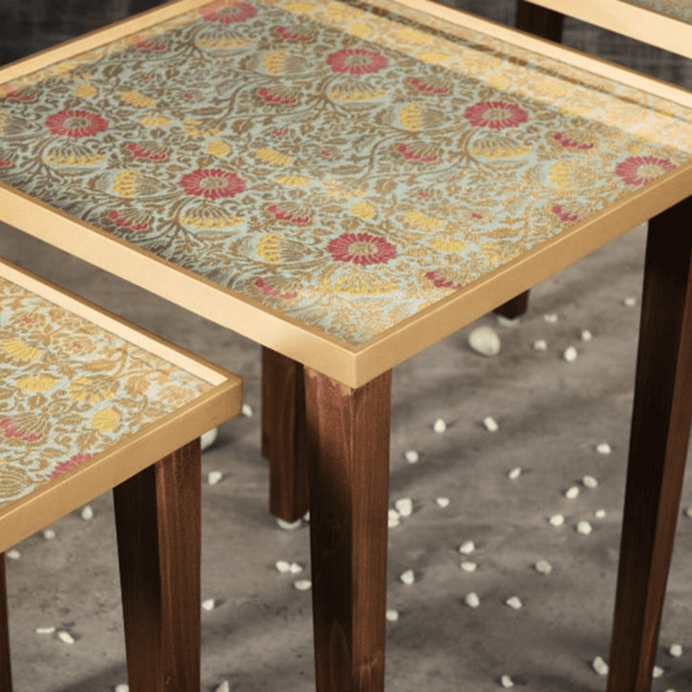 Khimkhwab Solid Wood Nested End Table - Set of 3