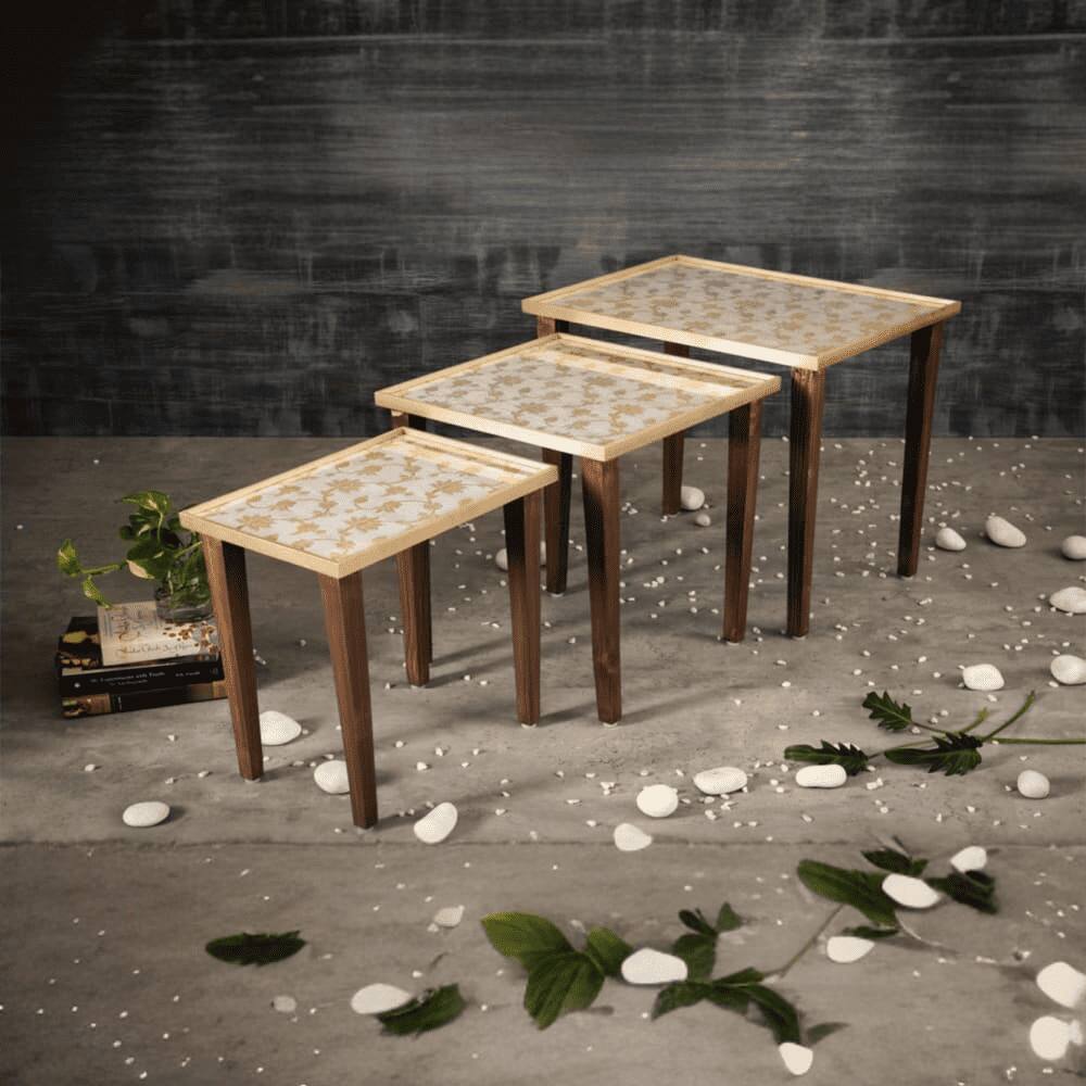 Majestic White Solid Wood Nested End Table - Set of 3