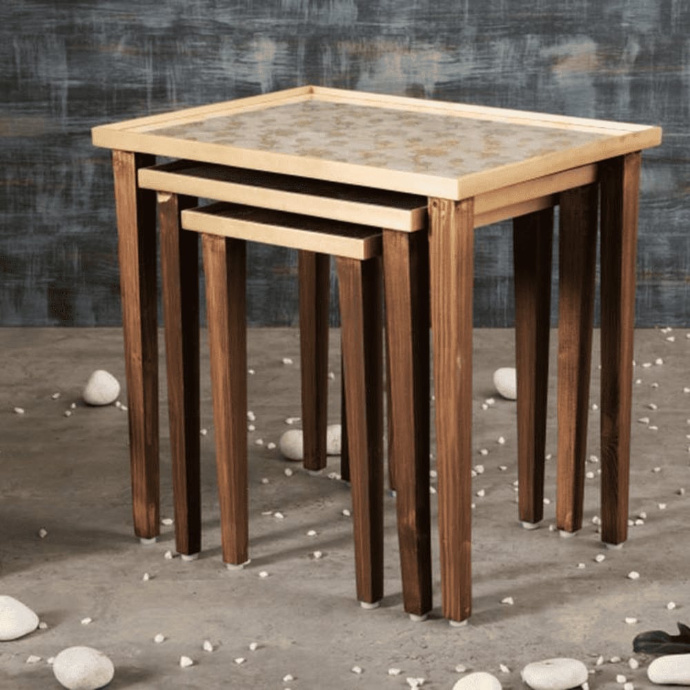 Majestic White Solid Wood Nested End Table - Set of 3