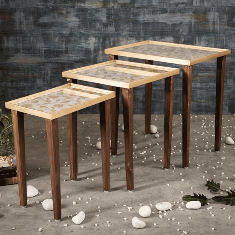 Majestic White Solid Wood Nested End Table - Set of 3