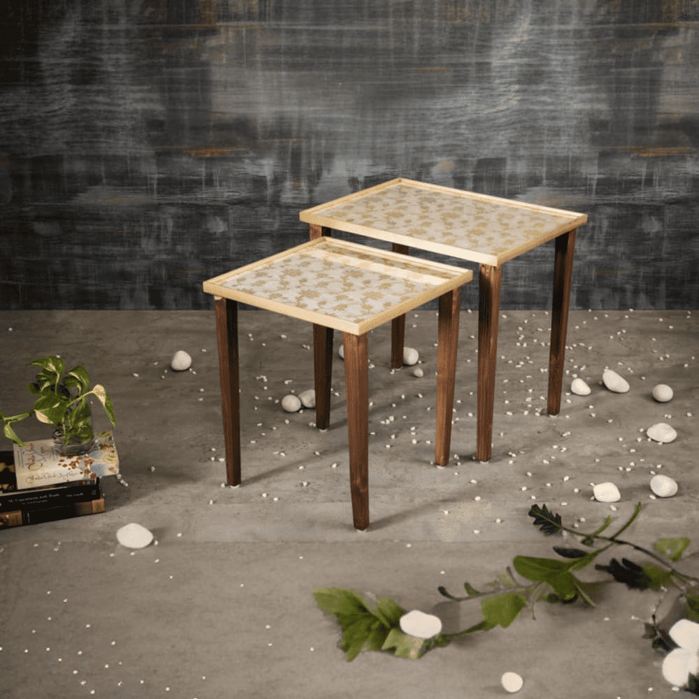 Majestic White Solid Wood Nested End Table - Set of 2