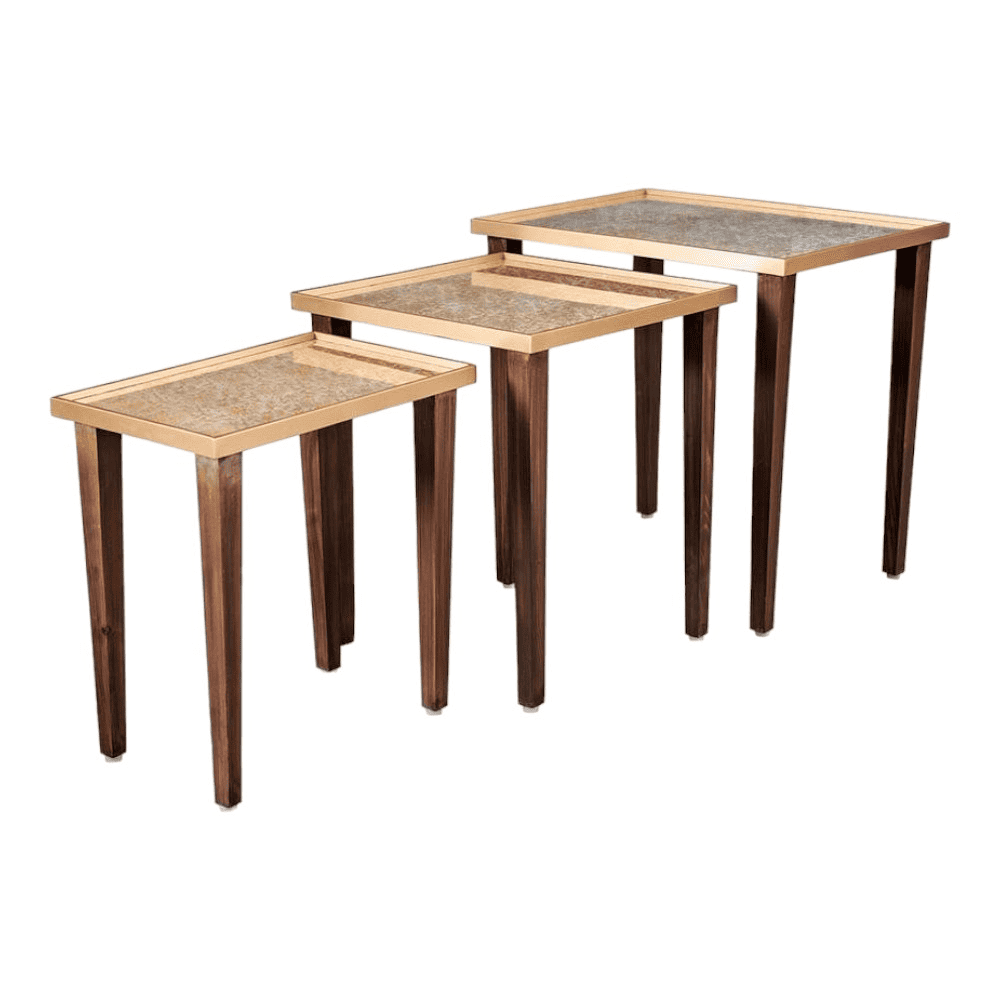 Majestic Cream Solid Wood Nested End Table - Set of 3