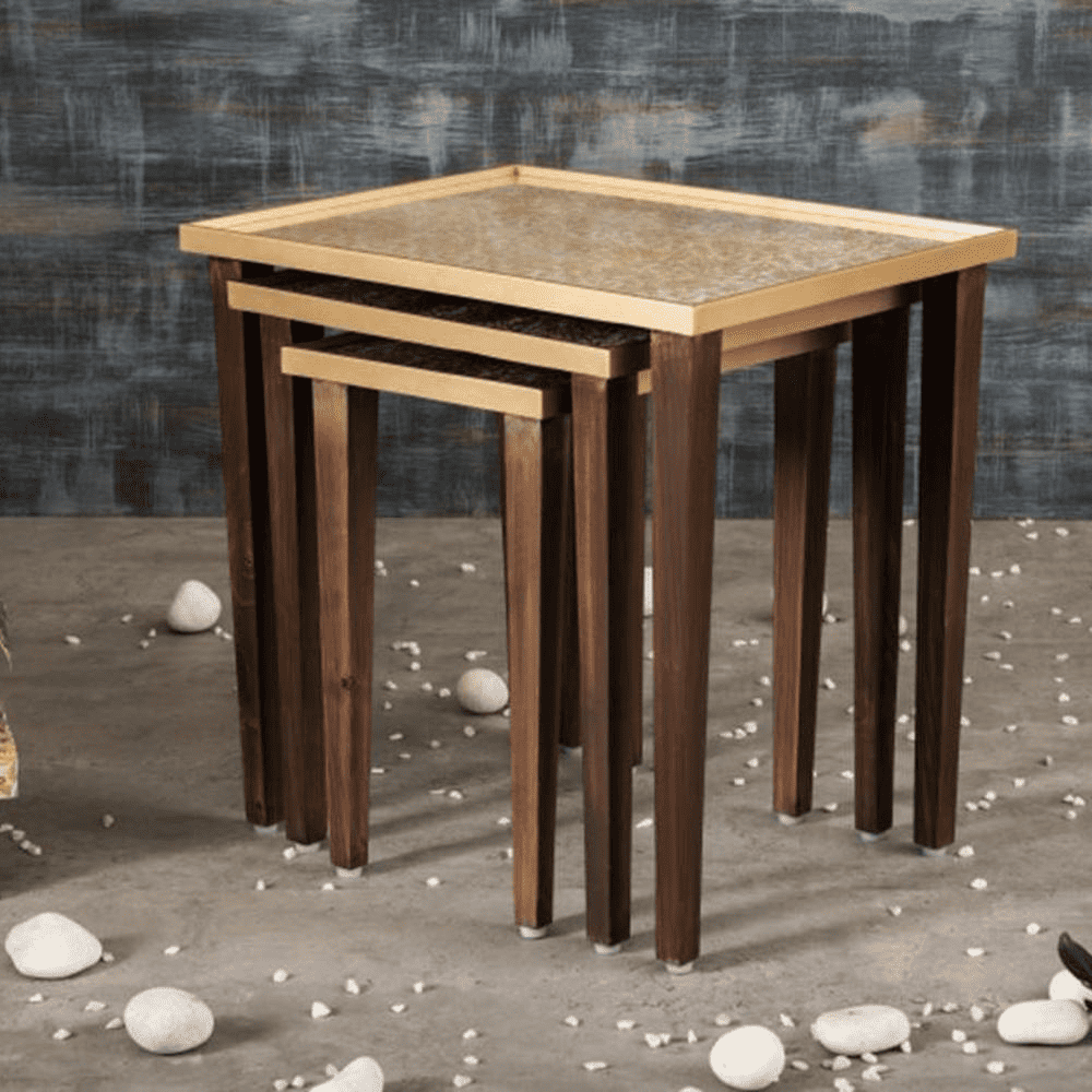 Majestic Cream Solid Wood Nested End Table - Set of 3