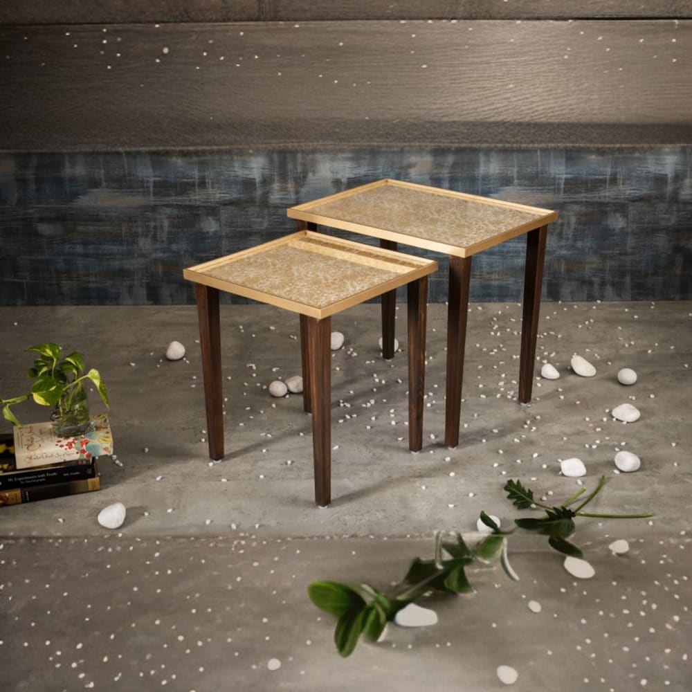 Majestic Cream Solid Wood Nested End Table - Set of 2