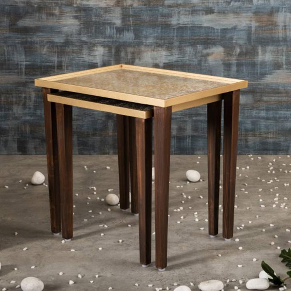 Majestic Cream Solid Wood Nested End Table - Set of 2