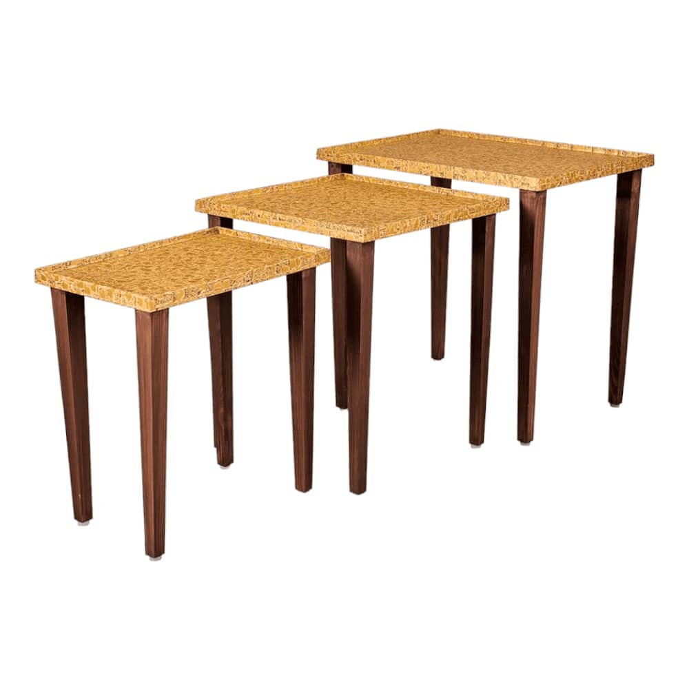 Sunehri Solid Wood Nested End Table in Paper Finish - Set of 3