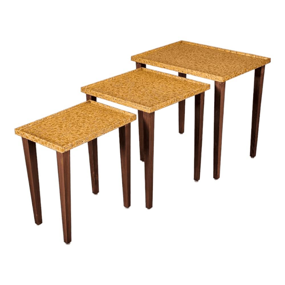 Sunehri Solid Wood Nested End Table in Paper Finish - Set of 3
