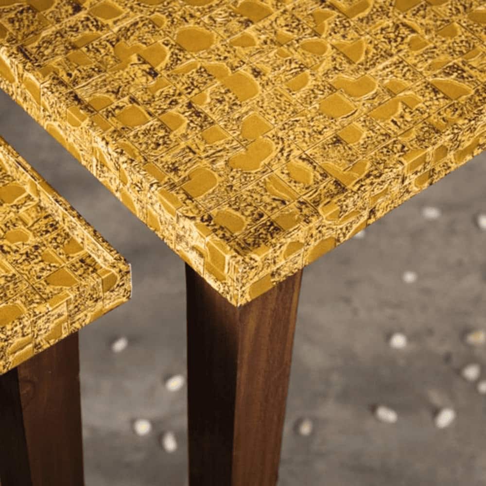 Sunehri Solid Wood Nested End Table in Paper Finish - Set of 3