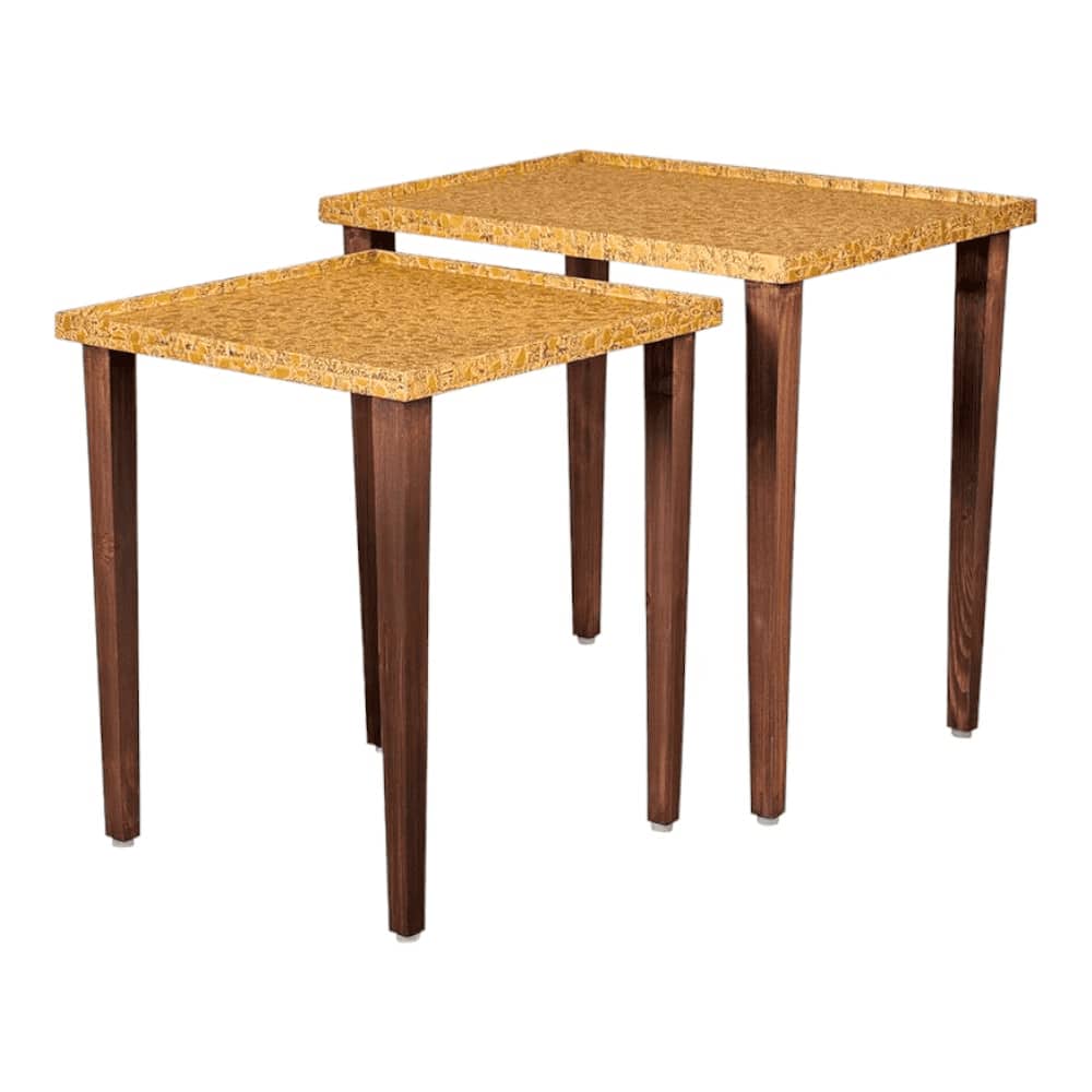 Sunehri Solid Wood Nested End Table in Paper Finish - Set of 3