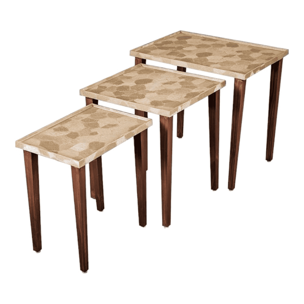 Paisley Solid Wood Nested End Table in Paper Finish - Set of 3