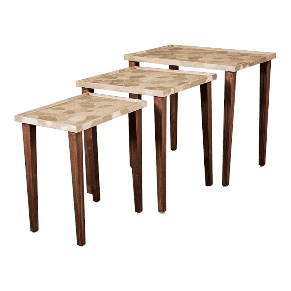 Paisley Solid Wood Nested End Table in Paper Finish - Set of 3