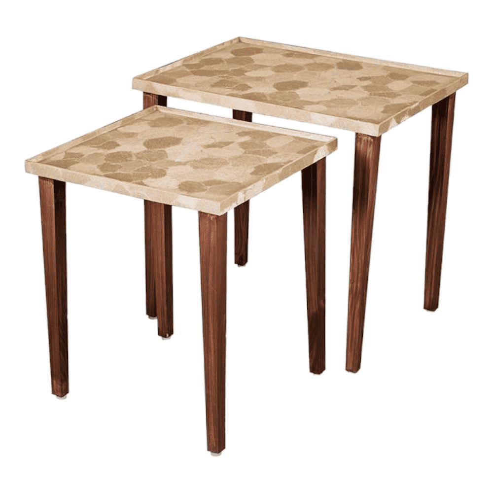 Paisley Solid Wood Nested End Table in Paper Finish - Set of 2