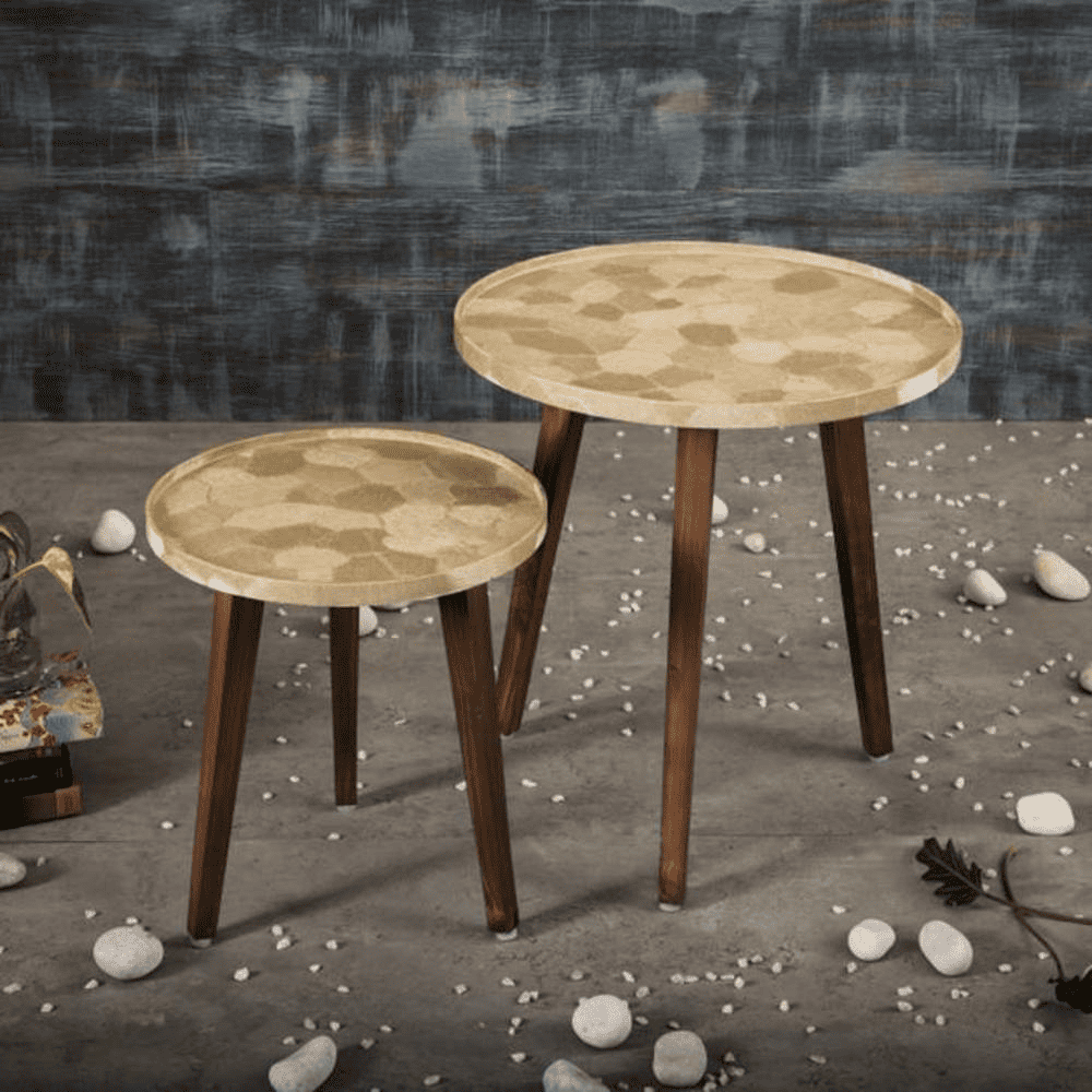 Allure Solid Wood Rectangle Nested End Table in Paper Finish - Set of 2