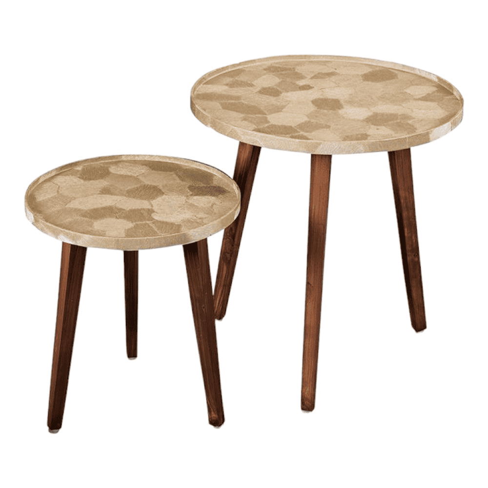 Allure Solid Wood Rectangle Nested End Table in Paper Finish - Set of 2