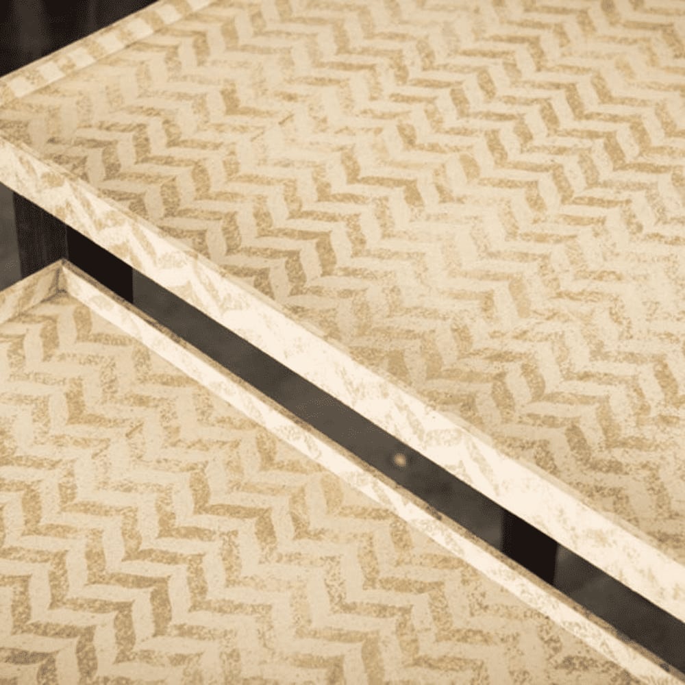 Chevron Solid Wood Rectangular Nested End Table in Paper Finish - Set of 2