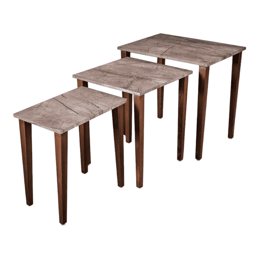 Slate Solid Wood Nested End Table in Laminate Finish - Set of 3