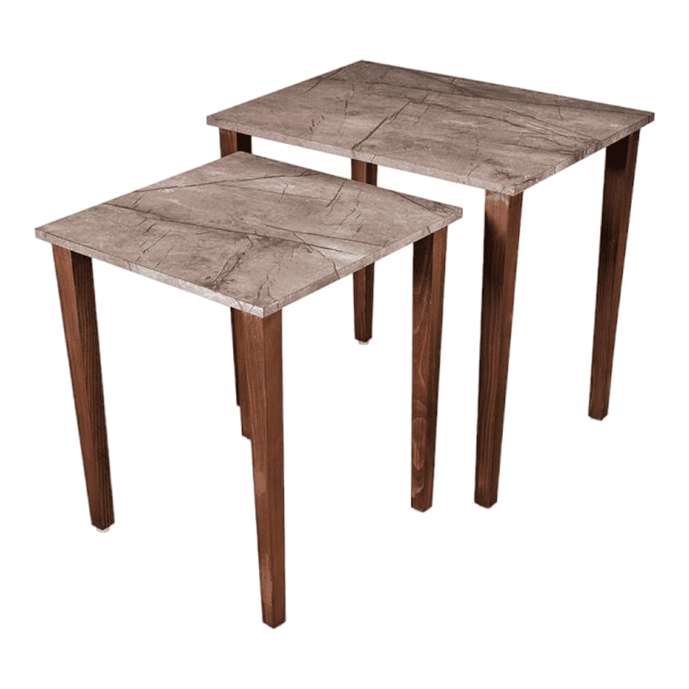 Slate Solid Wood Nested End Table in Laminate Finish - Set of 2