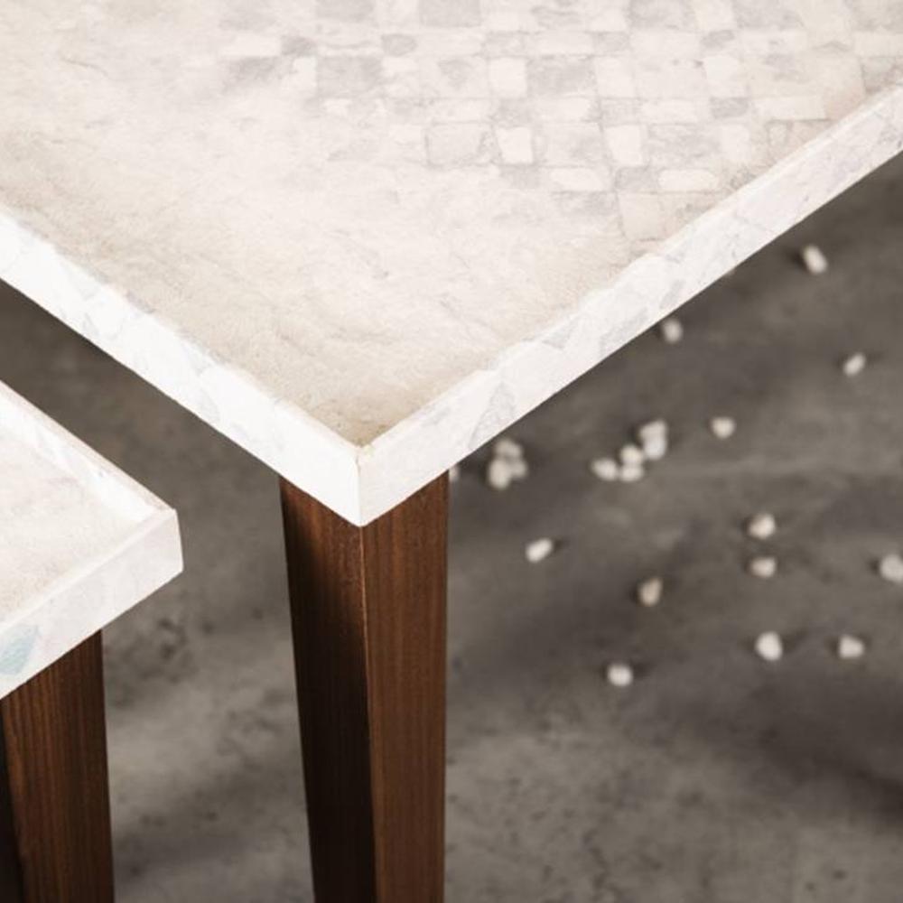 Bhav Solid Wood Rectangular Nested End Table in Paper Finish - Set of 2