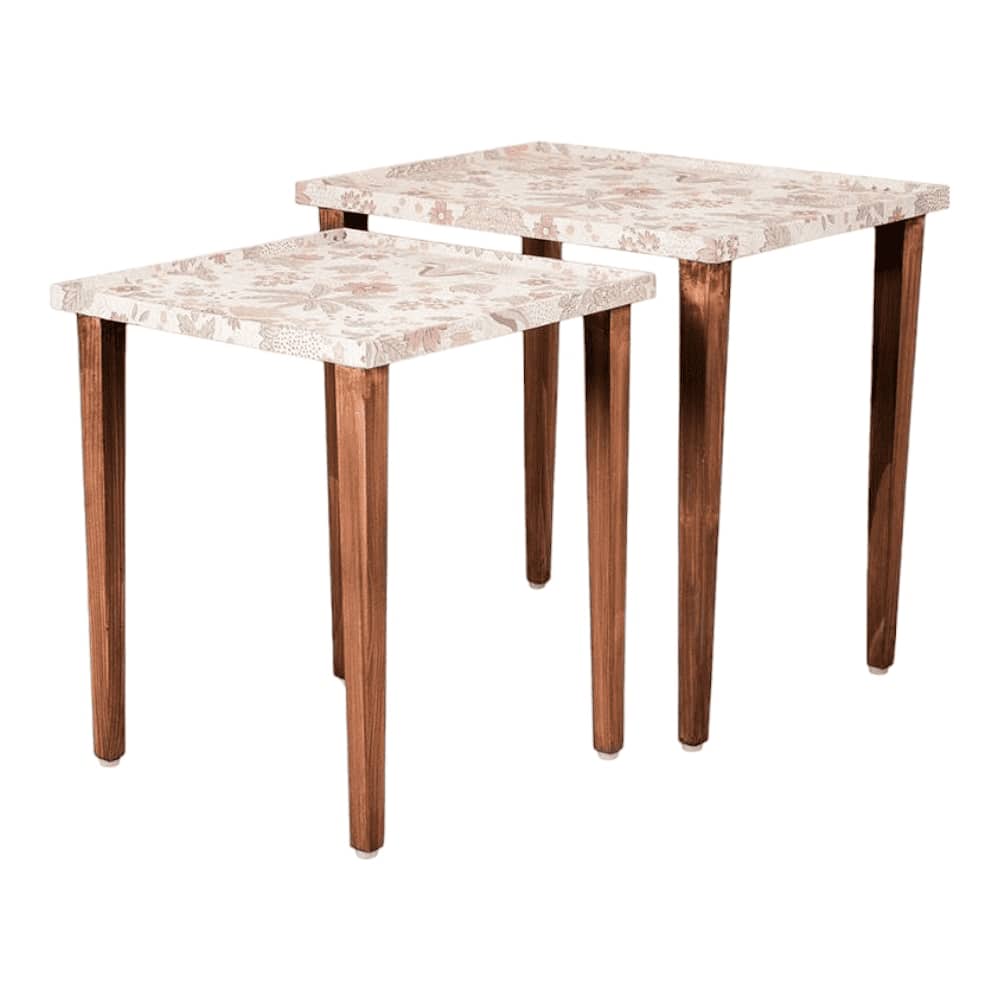 Heritage Solid Wood Rectangular Nested End Table in Paper Finish - Set of 2