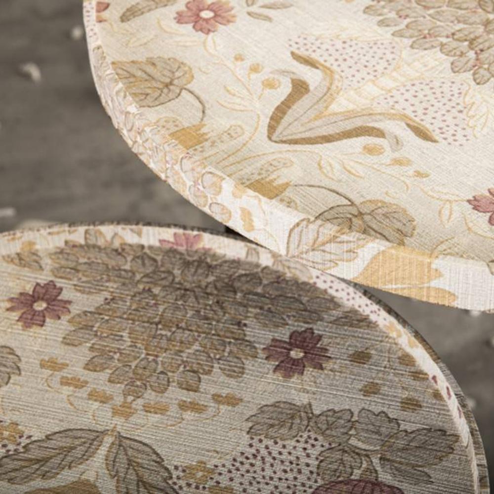 Heritage Solid Wood Round Nested End Table in Paper Finish - Set of 2