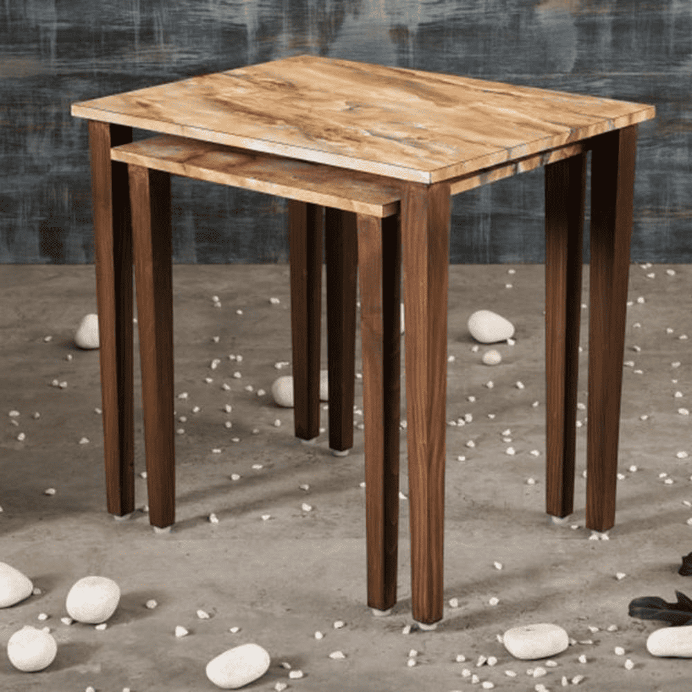 Mountain Solid Wood Nested End Table in Laminate Finish - Set of 2