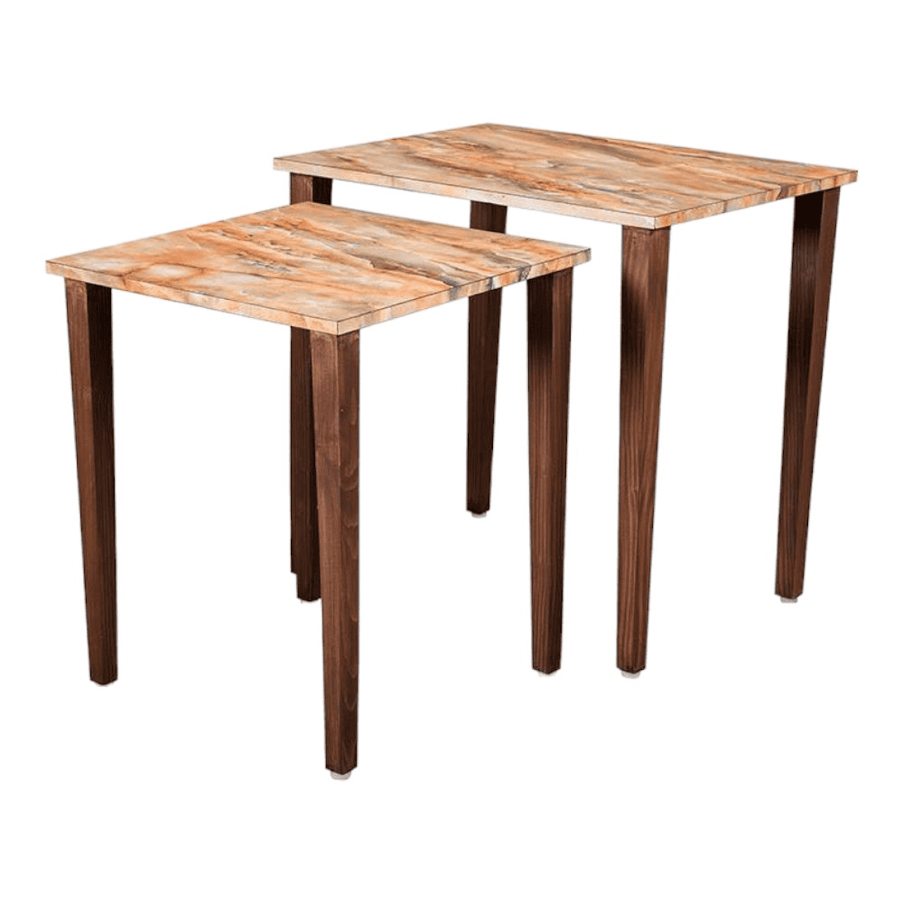 Mountain Solid Wood Nested End Table in Laminate Finish - Set of 2