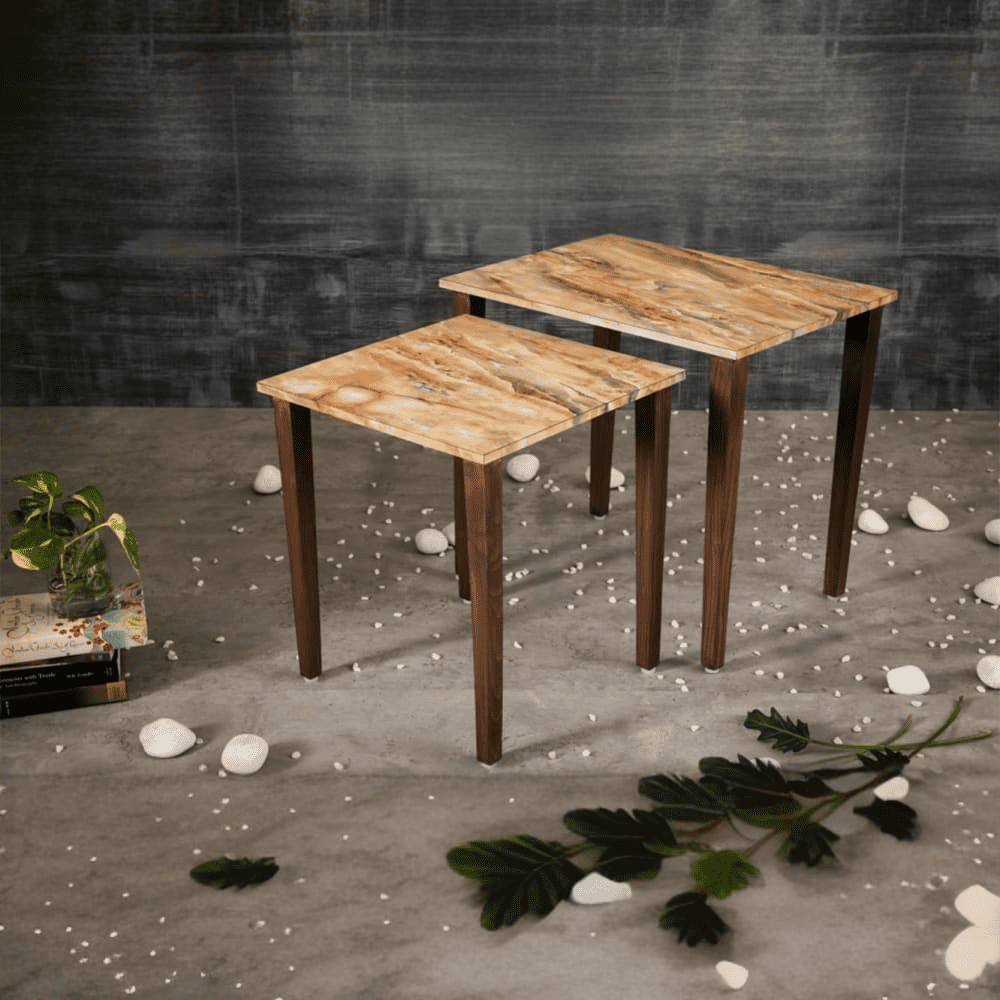 Mountain Solid Wood Nested End Table in Laminate Finish - Set of 2