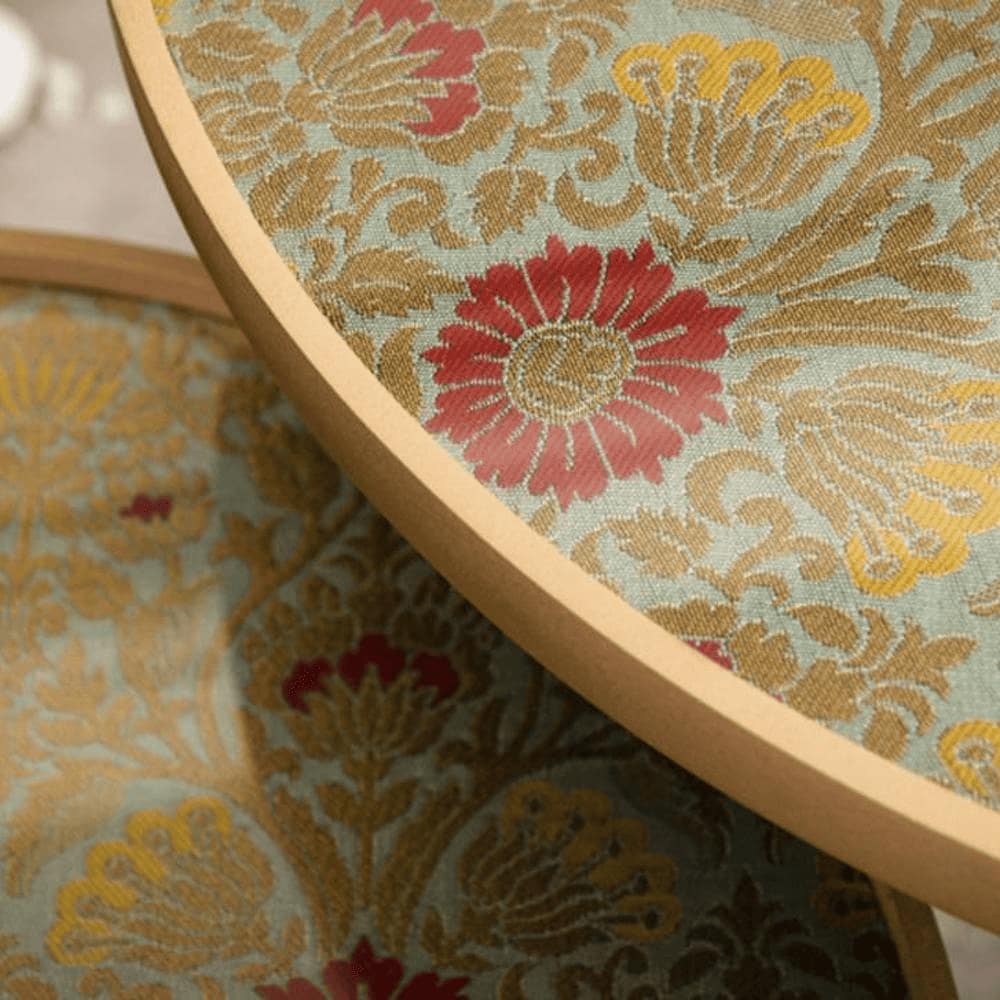 Khimkhwab Solid Wood Round Nested End Table - Set of 2