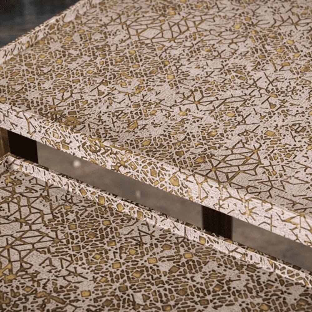 Honeycomb Solid Wood Nested End Table in Paper Finish - Set of 3