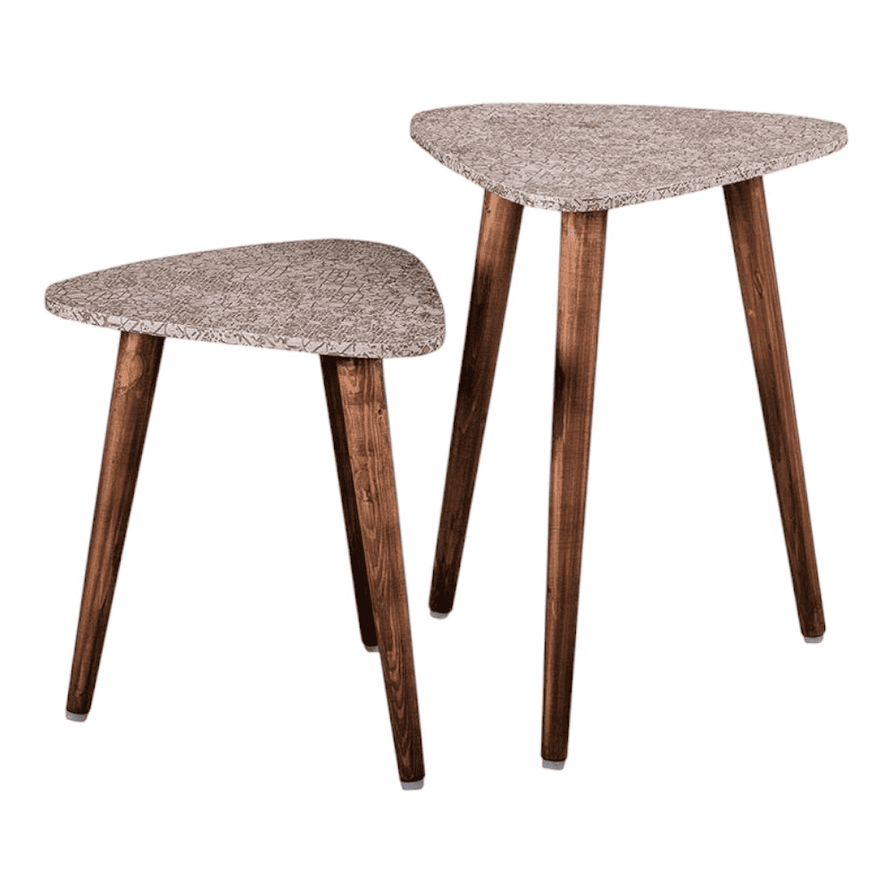 Honeycomb Solid Wood Nested End Table in Paper Finish - Set of 2