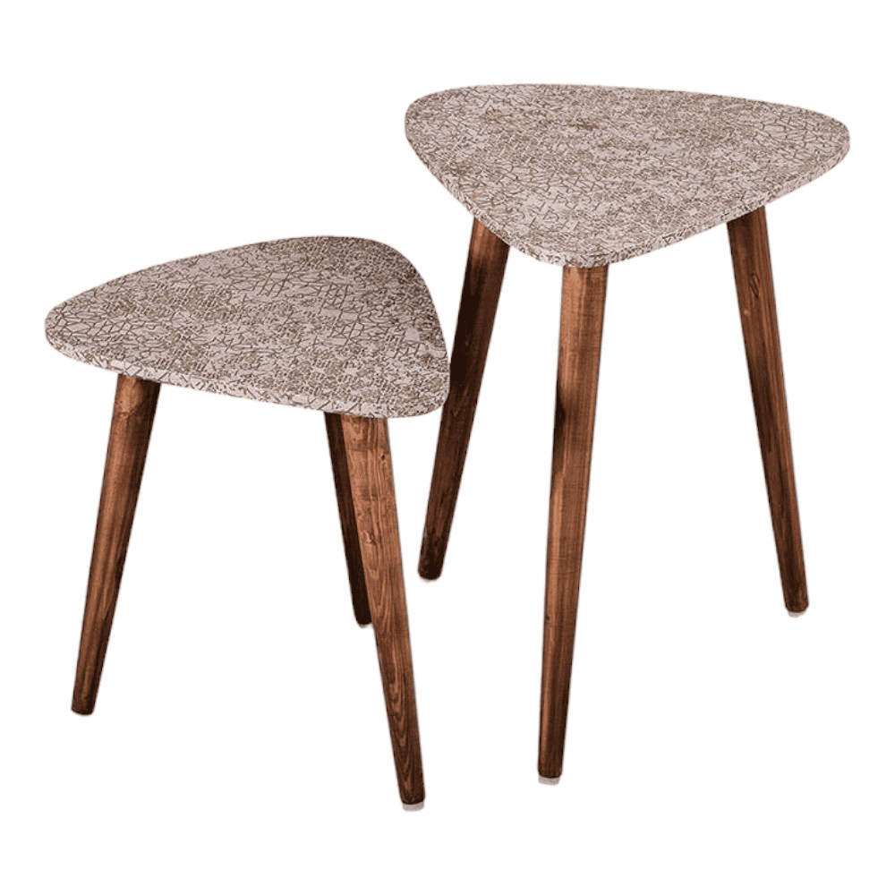 Honeycomb Solid Wood Nested End Table in Paper Finish - Set of 2